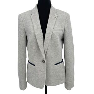 Tommy Hilfiger Blazer Womens 8 Grey Cotton Knit Elbow Patch Preppy Academia